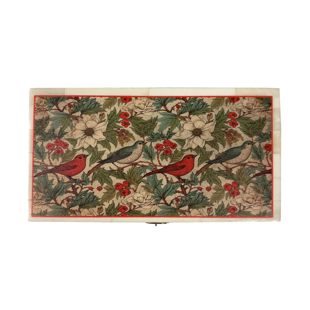 Decorative Boxes Victorian 6-1/4″ Birds and Poinsettias Pri ...