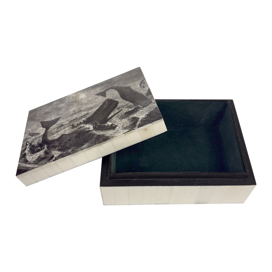 Scrimshaw/Horn & Bone Boxes Nautical 6-1/2″ Pursuit of the Sperm Whale Printed Bone Trinket Box Scrimshaw/Horn & Bone Boxes Nautical 6-1/2″ Pursuit of the Sperm Whale Printed Bone Trinket Box