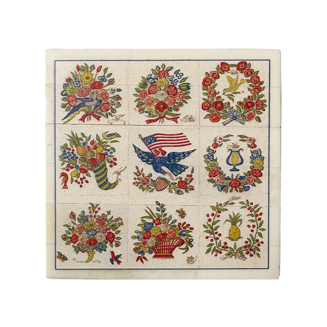 Decorative Boxes Early American Patriotic Album Quilt Printed Bone Trinket or Notions Box Decorative Boxes Early American Patriotic Album Quilt Printed Bone Trinket or Notions Box