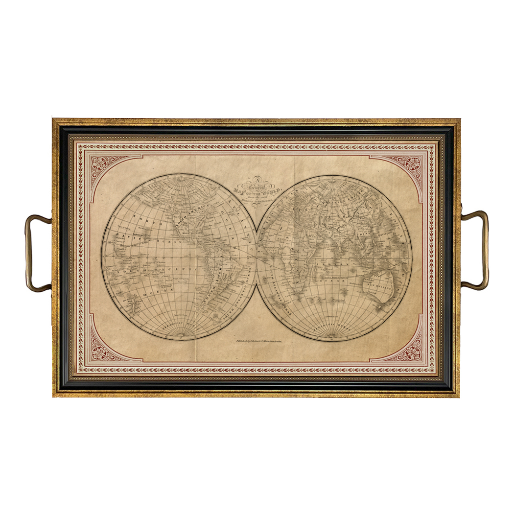 Trays & Barware Early American Old World Map Decorative Tray