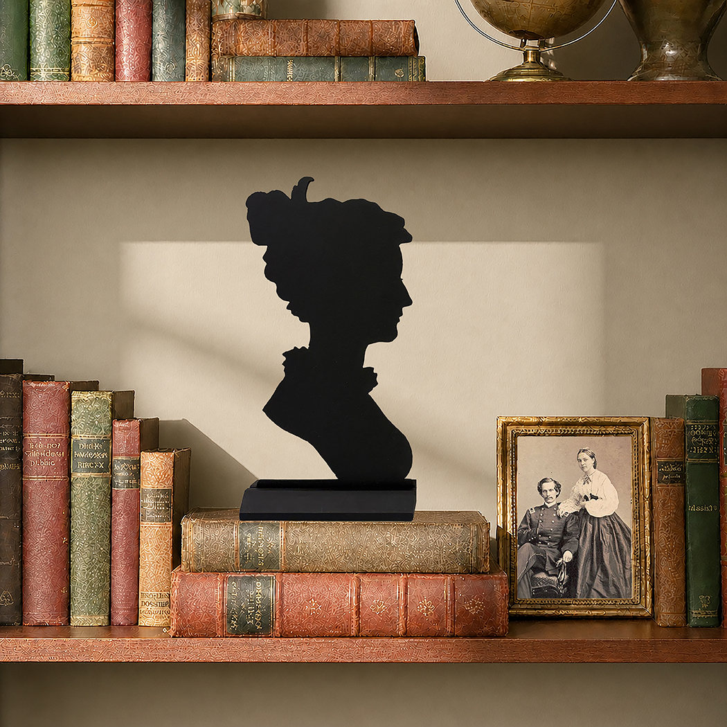Wooden Silhouettes Early American Colonial Lady Bust Tabletop Wood Silho ...