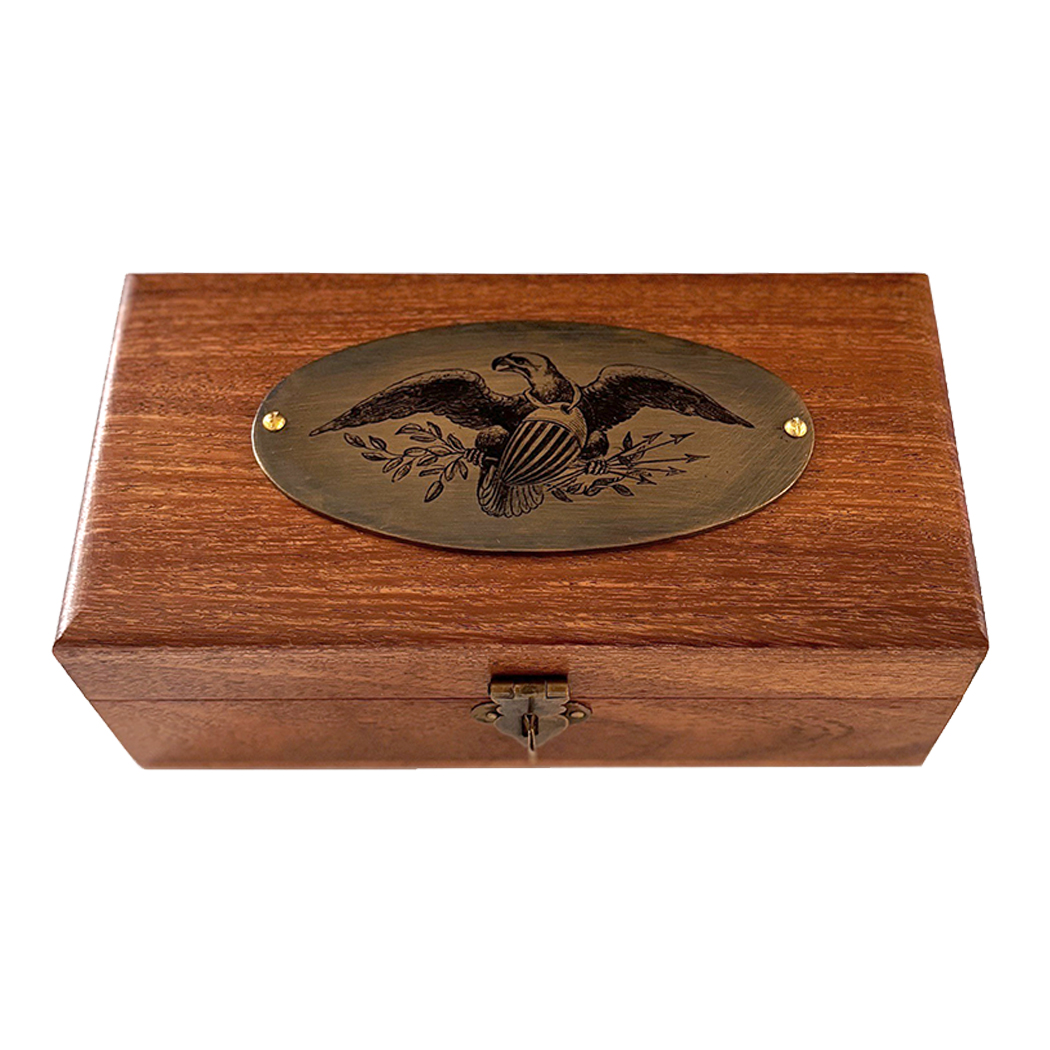 Decorative Boxes Early American 6-1/4″ Wood Box with Antiqued Br ...