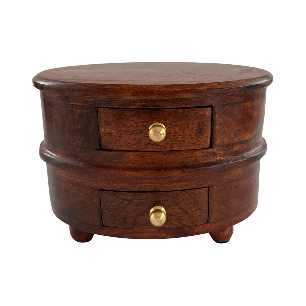 Decor Early American 6-1/2″ Small Teak Wood Oval Jewe ...