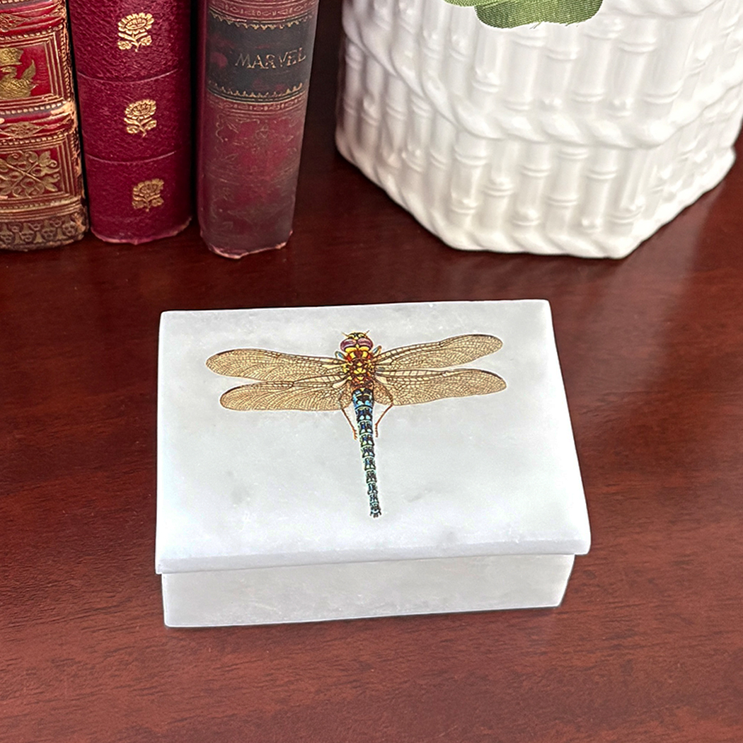 Decorative Boxes Botanical/Zoological 3″ Dragonfly White Soapstone Dec ...