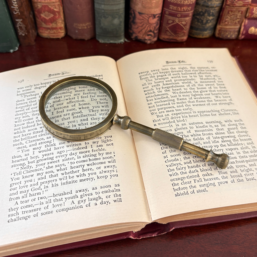Letter Openers/Magnifiers Writing 5-1/2″ Small Antiqued Brass Magn ...