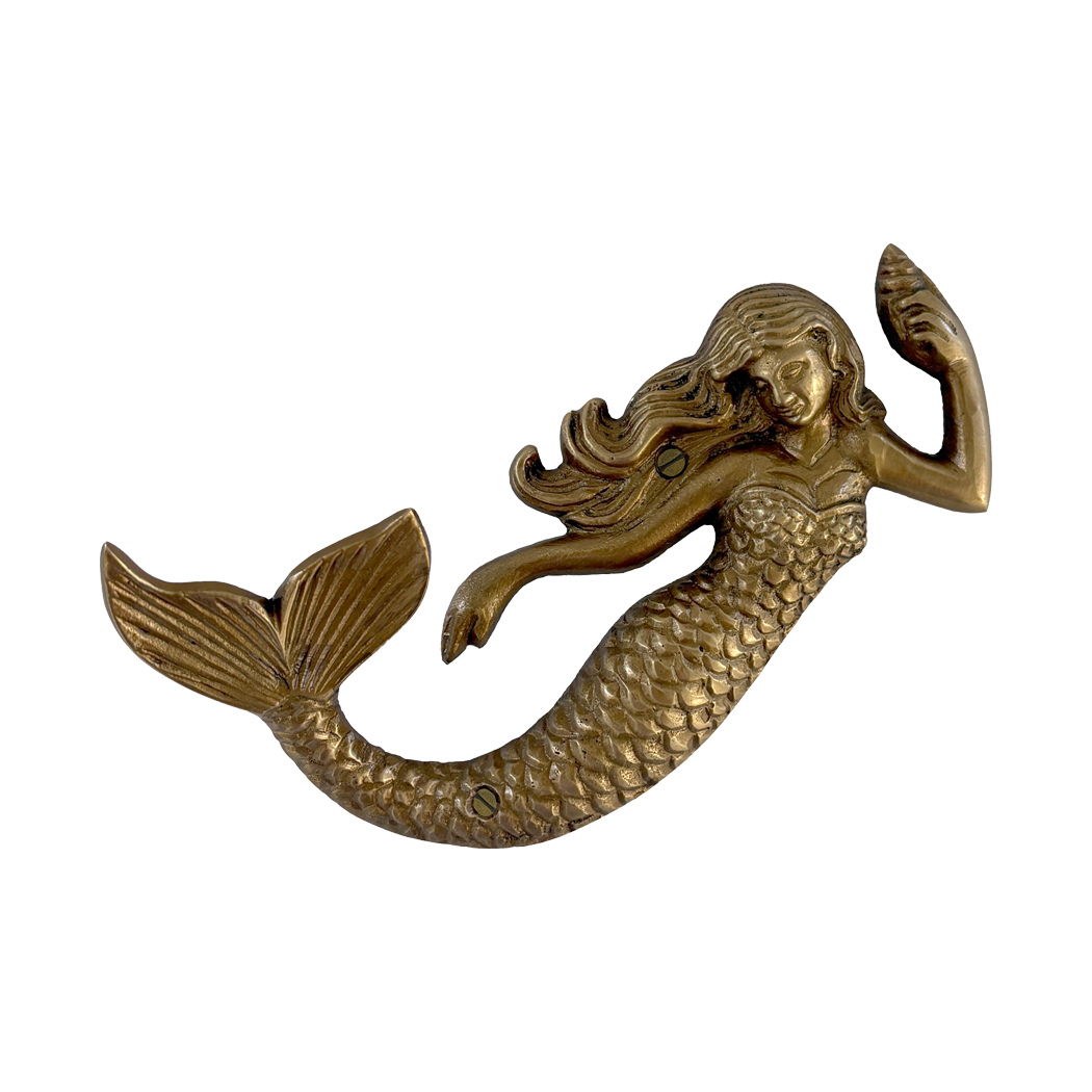 Nautical Decor & Souvenirs Nautical 6″ Antiqued Brass Mermaid Wall H ...