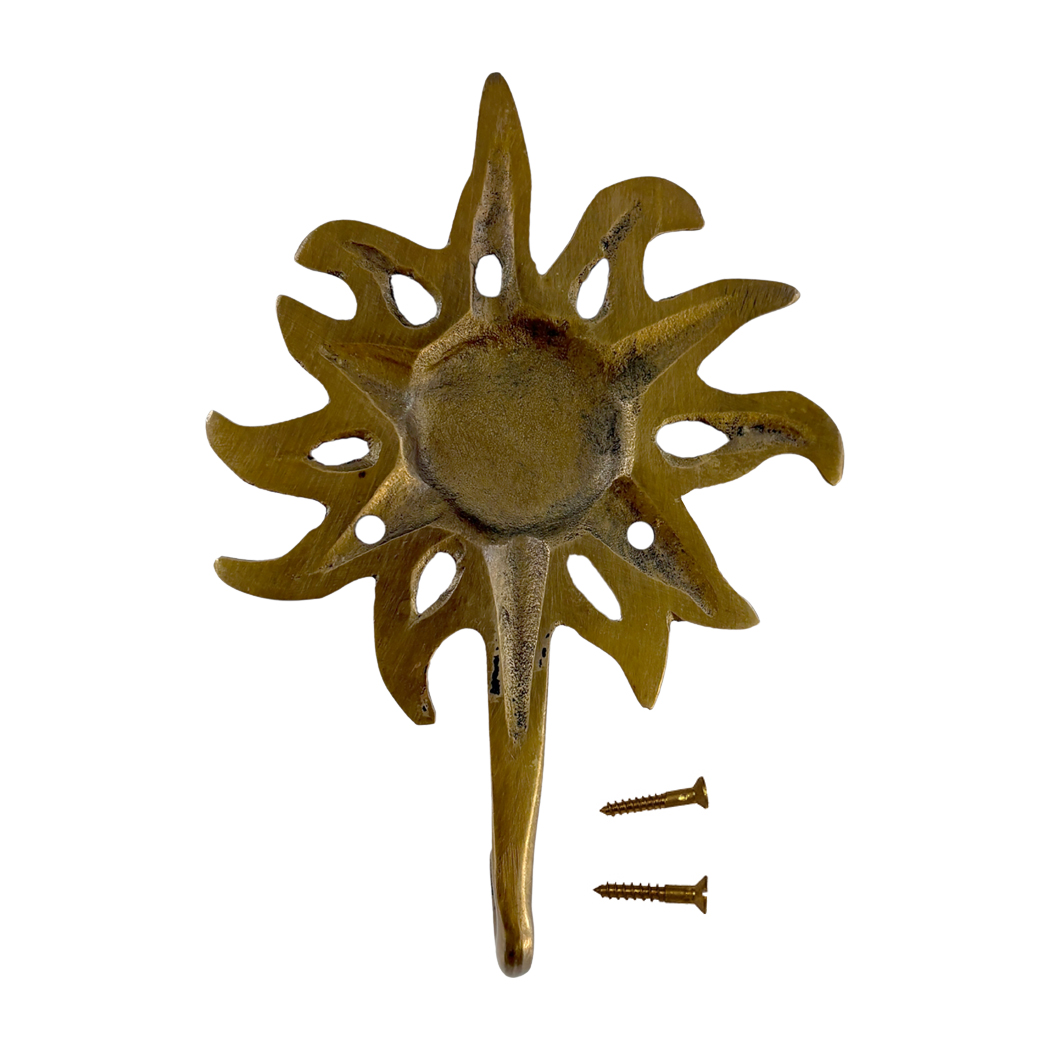 Nautical Decor & Souvenirs 5″ Antiqued Brass Celestial Sun Wall Hook Nautical Decor & Souvenirs 5″ Antiqued Brass Celestial Sun Wall Hook