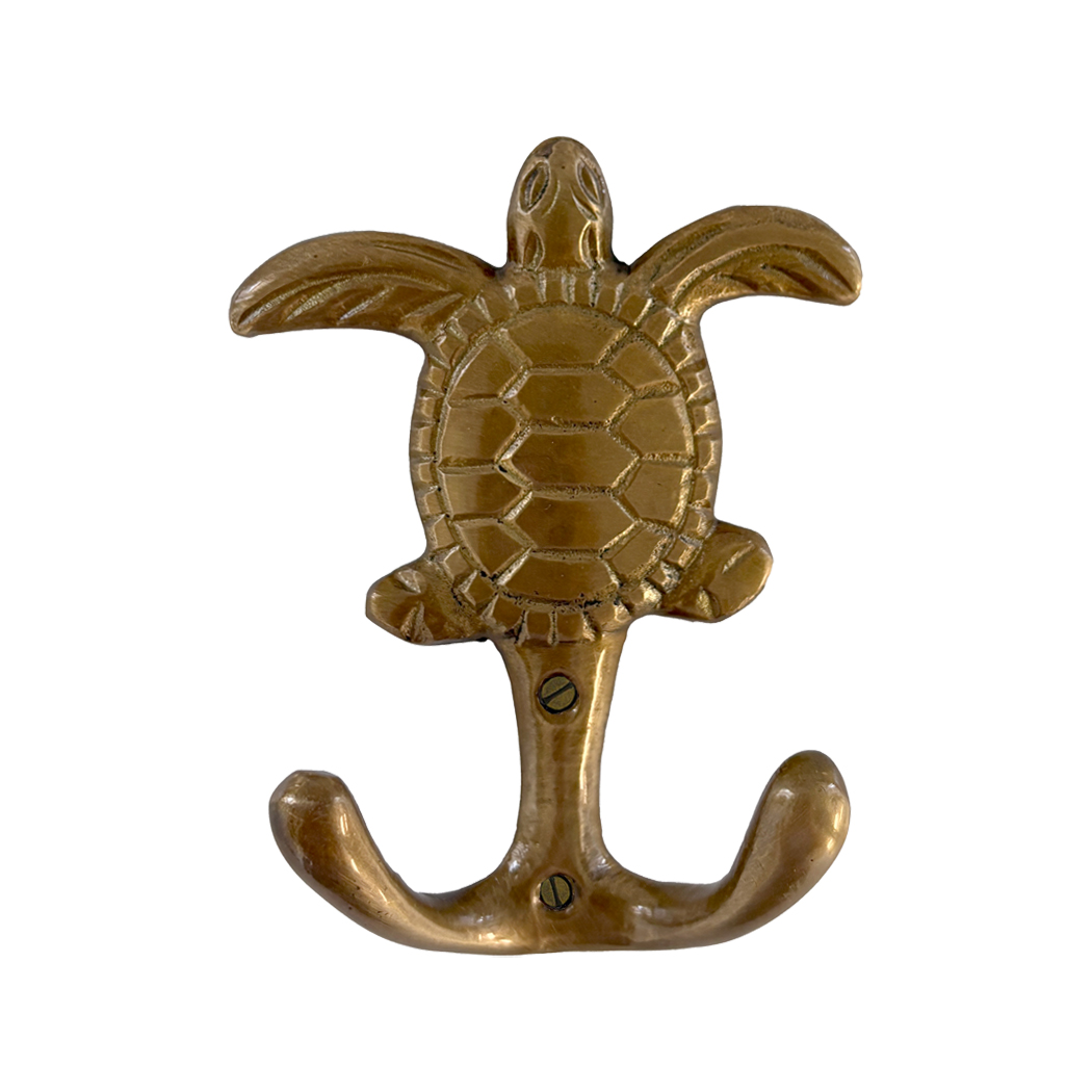Nautical Decor & Souvenirs Nautical 4″ Antiqued Brass Sea Turtle Wal ...