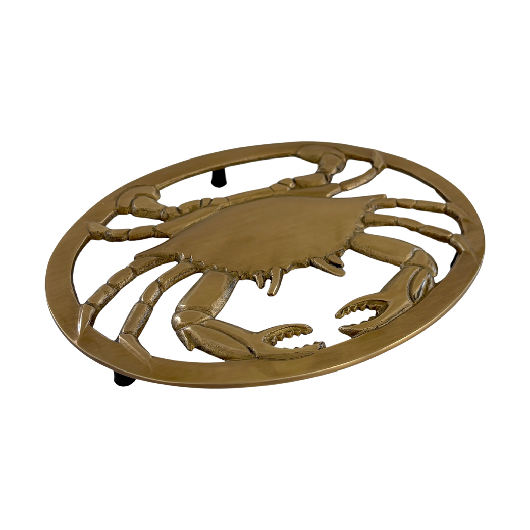 Nautical Decor & Souvenirs Nautical 8″ Antiqued Brass Blue Crab Triv ...