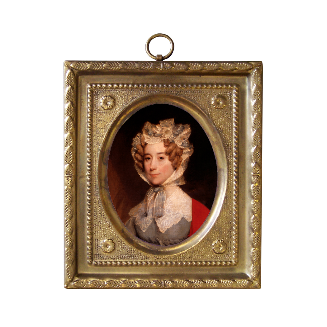 Portrait Revolutionary/Civil War John Quincy Adams and Louisa Adams Portrait Pair in Embossed Brass Frames Portrait Revolutionary/Civil War John Quincy Adams and Louisa Adams Portrait Pair in Embossed Brass Frames