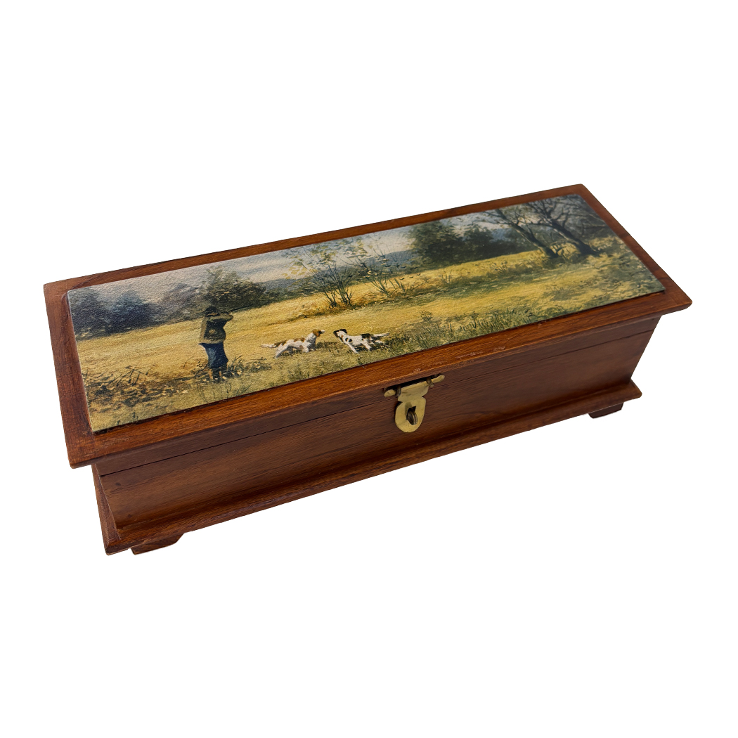 Decorative Boxes Early American Hunting Dog Decorative Wood Pen Box