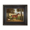 Dogs/Cats Dogs Horse and Dog Landscape Framed Oil Painting Print on Canvas in Distressed Black Wood Frame