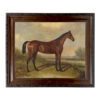 Equestrian Paintings Hunter in a Landscape Framed Oil Painting Print on Canvas in Dark Walnut Frame