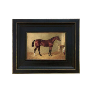 Equestrian/Fox Equestrian Bay Colt in Stable Framed Oil Painting ...