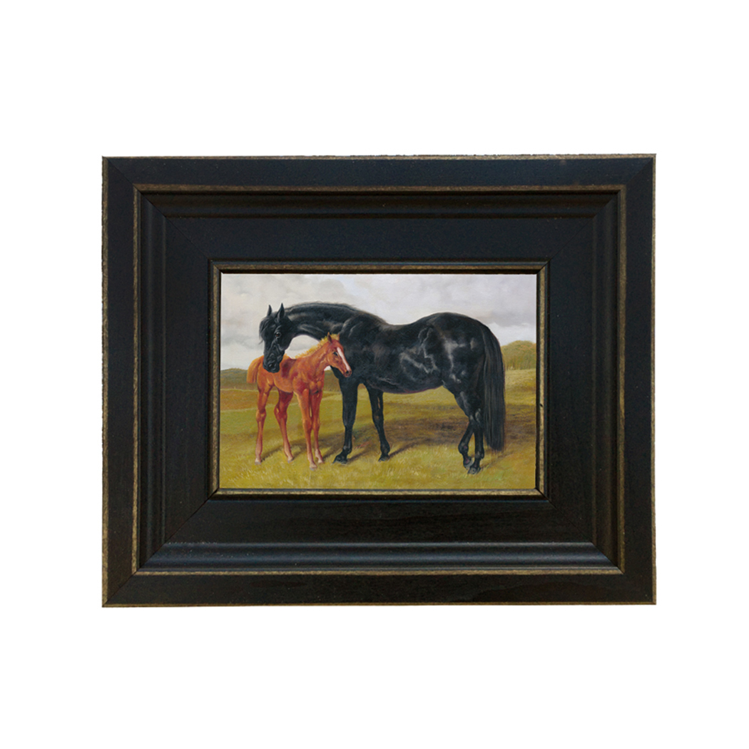 Mare And Foal In Landscape Framed Oil Painting Print On Canvas In