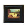 Farm and Pastoral Paintings Barnyard Three Prize Pigs Framed Oil Painting Print on Canvas in Distressed Black Wood Frame