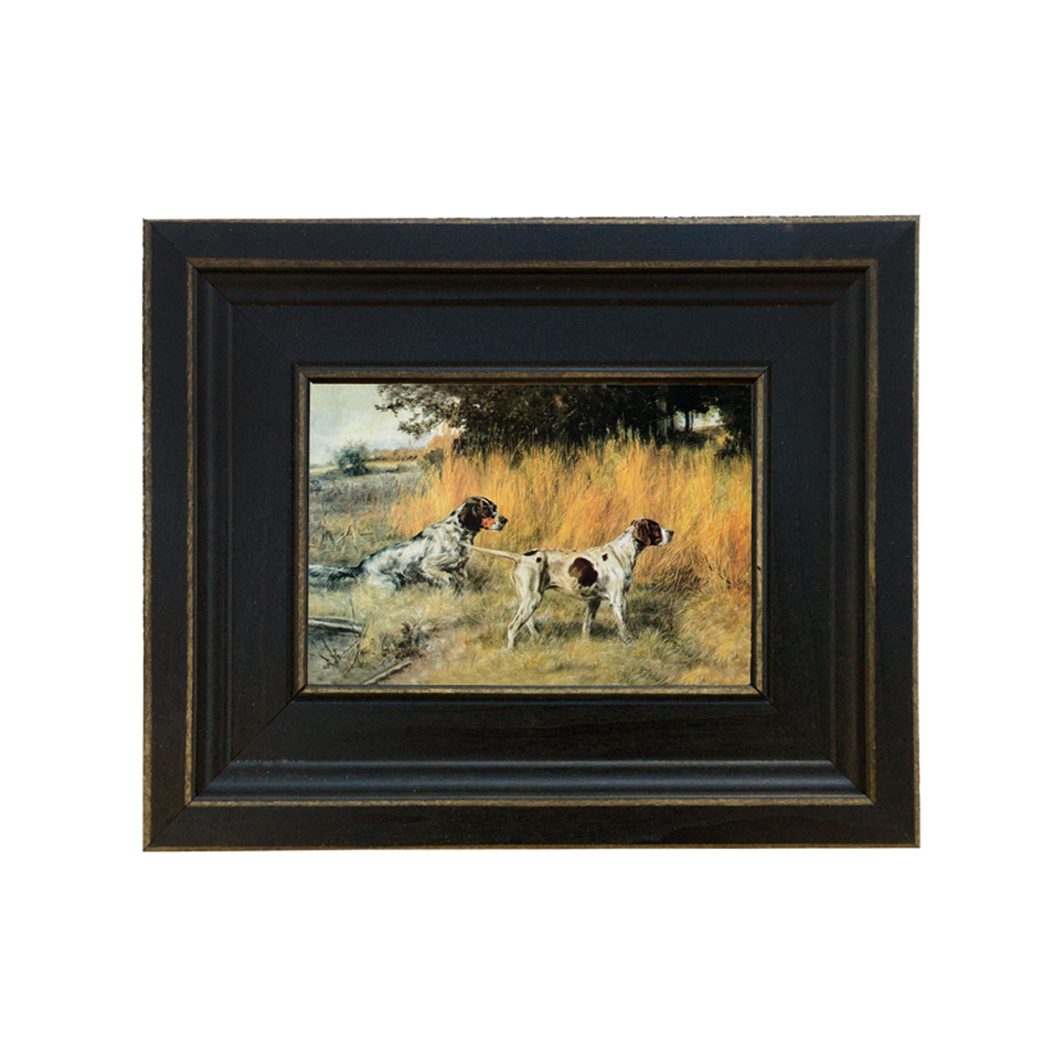 Hunting Dogs On Point Framed Oil Painting Print On Canvas In