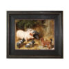 Farm and Pastoral Paintings Pigs Barnyard Gossip Framed Oil Painting Print on Canvas in Distressed Black Wood Frame