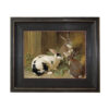 Farm and Pastoral Paintings Three Rabbits Framed Oil Painting Print on Canvas in Distressed Black Wood Frame