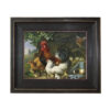 Farm/Pastoral Farm Fox in The Hen House Framed Oil Painting Print on Canvas in Distressed Black Wood Frame