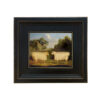 Farm/Pastoral Barnyard Two Sheep Framed Oil Painting Print on Canvas in Distressed Black Wood Frame