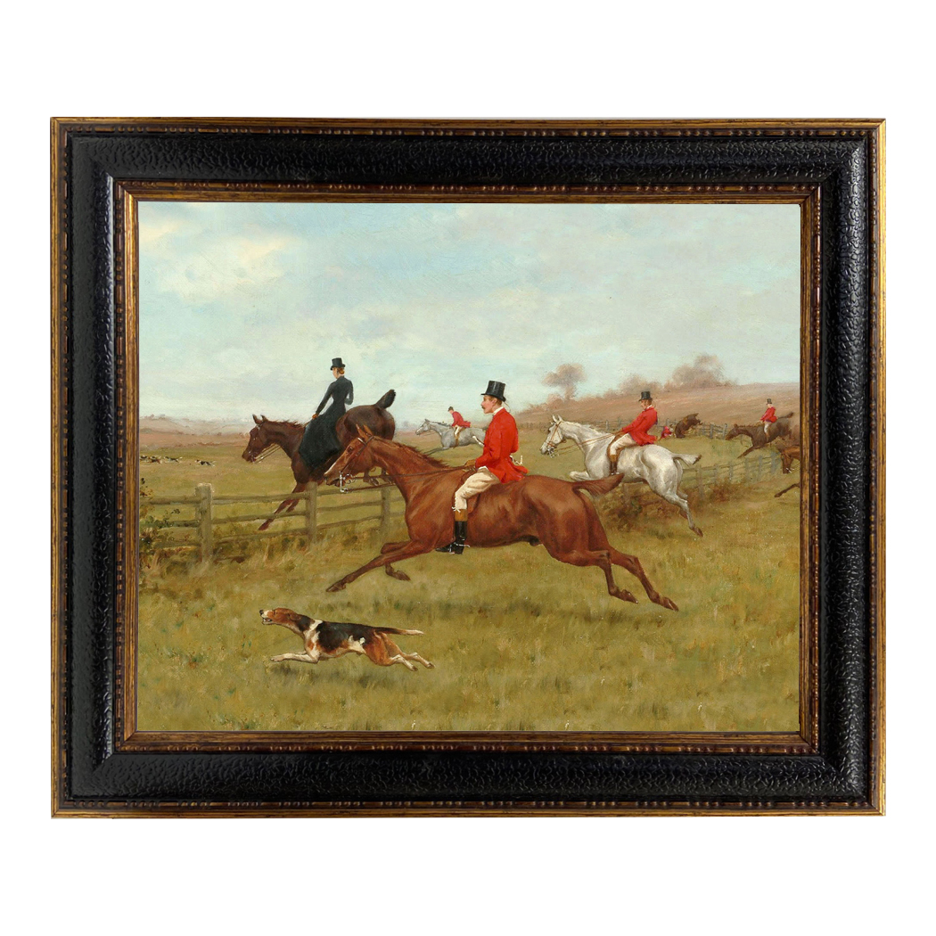 The Chase Framed Oil Painting Print on Canvas in Leather ...