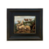 Farm and Pastoral Paintings Flock of Sheep on Path Framed Oil Painting Print on Canvas in Distressed Black Wood Frame