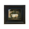 Farm and Pastoral Paintings Sheep Under Tree Framed Oil Painting Print on Canvas in Distressed Black Wood Frame