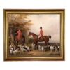 Equestrian Paintings The Meeting Fox Hunt Scene Framed Oil Painting Print on Canvas in Antiqued Gold Frame