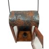 Candles/Lighting Early American 10″ Rustic Colonial Lantern with Punched-Tin Top- Antique Reproduction