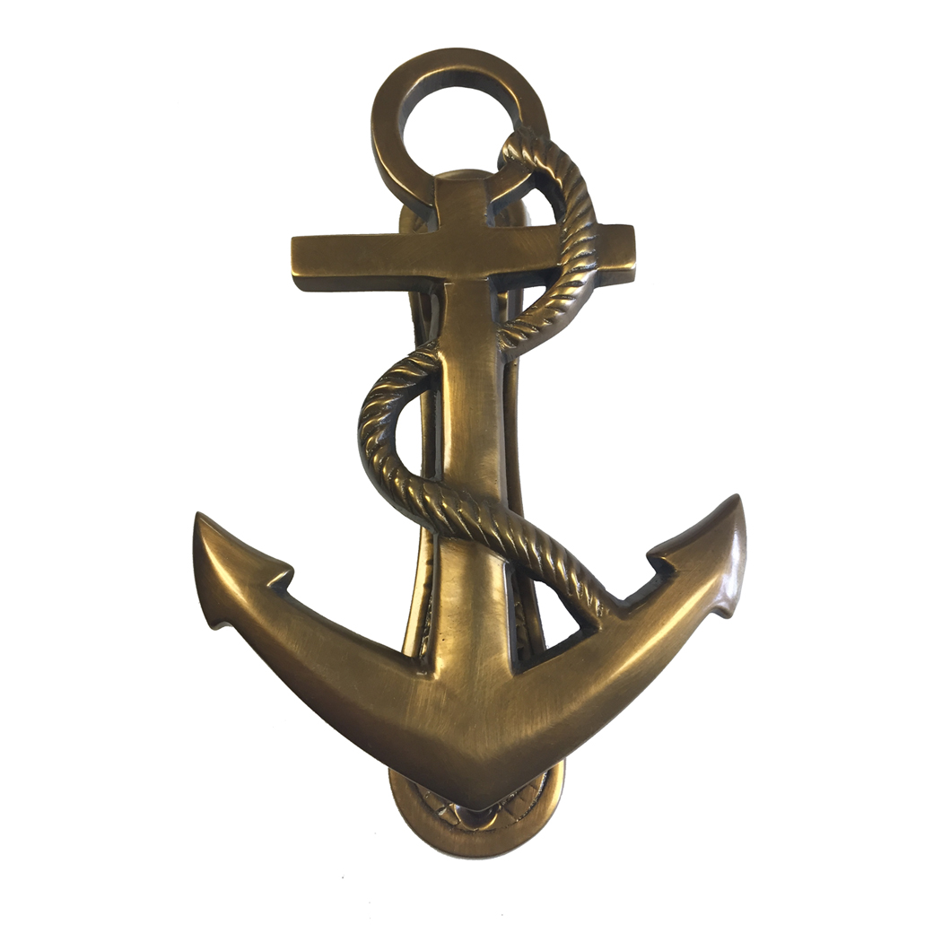 Antique Silver Cast Iron Decorative Anchor Door Knocker 6" - Antique