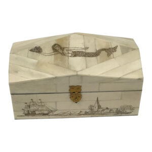Scrimshaw/Horn & Bone Boxes Nautical 6-1/2″ Engraved Mermaid and Harb ...