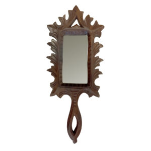 Decor Early American 7″ Hand-Carved Wood Hand Mirror- Colonial Reproduction Antique Vintage Style