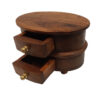 Wood Early American Solid Teak Wood Oval Jewelry or Trinket Box With Two Drawers