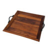 Wood Early American Antiqued Solid Teak Wood Serving Tray – 11-3/4 x 10-3/4